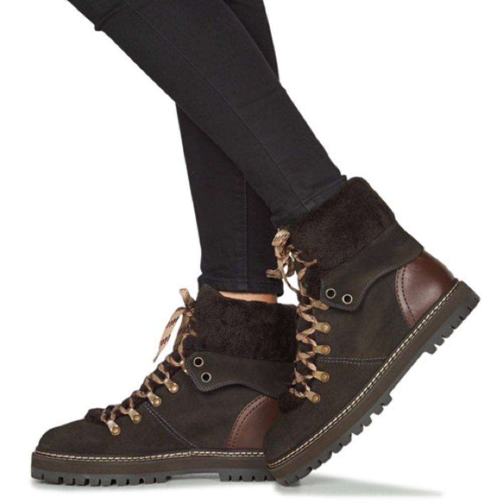 See by Chloe Eileen Brown and Black Lace-Up Boots Size 37